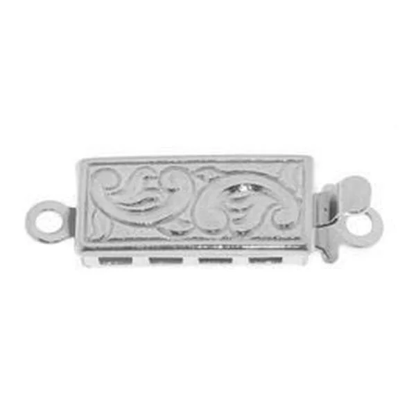 Kastenschließe 18 x 6 mm 1 rhg. Silber rhod.