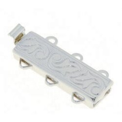 Kastenschließe 21 x 9,6 mm 3 rhg. Silber rhod.
