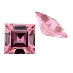 Zirkonia pink carre step cut 3 x 3 mm