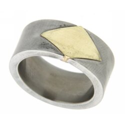 Ring mit Gravurplatte 585/- gelb Gr. 61 Edelstahl