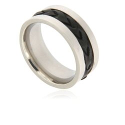 Ring mit Leder Gr. 57 Edelstahl