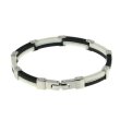 Armband Kautschuk/Stahl schwarz-weiß 17 cm