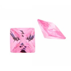 Zirkonia pink carre princess cut 6 x 6 mm