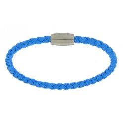 Lederarmband geflochten neonblau Ø 4,0 mm 20 cm