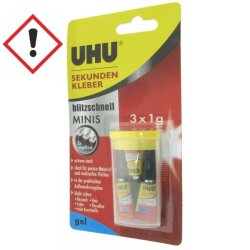UHU Sekundenkleber Gel 3 x 1 g
