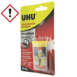 UHU Sekundenkleber flüssig 3 x 1 g